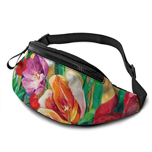 Gürteltasche Frühlingsblumen Unisex Bauchtasche Verstellbarer,Mit Reißverschluss Taillentasche Für Sport Damen Hundetraining 14X35Cm von 874