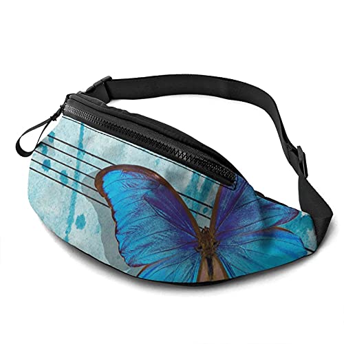 Gürteltasche Morpho Blue Butterfly Und Notizen Unisex Damen Brustbeutel Multifunktionale,Große Kapazität Bauchtasche Für Wandern Fahrrad Laufen 14X35Cm von 874