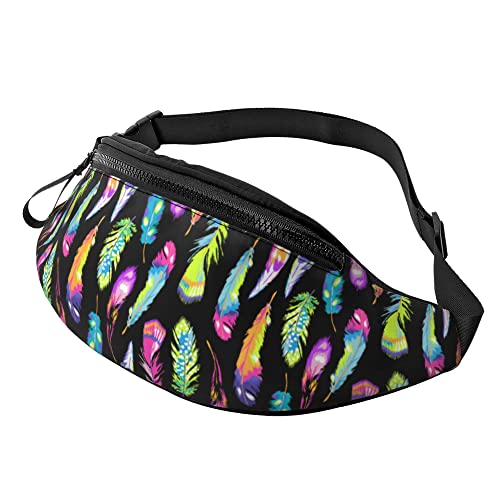 Gürteltasche Regenbogen-Feder-Druck Unisex Bauchtasche Multifunktionale,Stylisch Umhängetaschen Für Spazieren Damen Aktivitäten 14X35Cm von 874