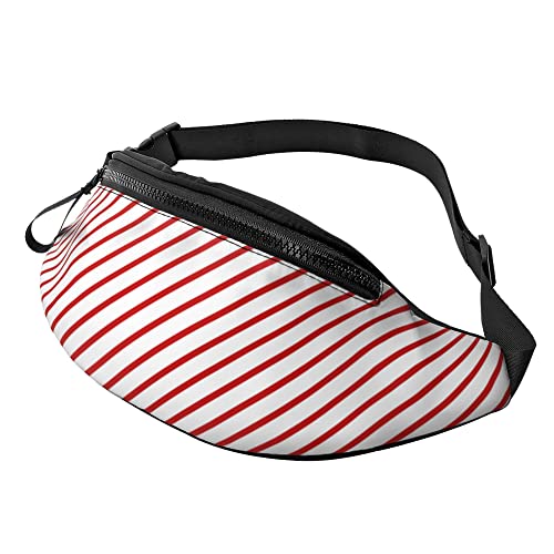 Gürteltasche Weihnachtliche Weiße Rote Streifen Unisex Damen Brustbeutel Atmungsaktiv,Verstellbarer Hüfttaschen Für Camping Laufen Damen 14X35Cm von 874