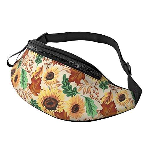 Gurttasche Herbstliche Sonnenblumen, Cremefarbener Ahorn Unisex Waist Fanny Pack Multifunktionale,Stylisch Damen Bauchtasche Für Spazieren Radfahren Running 14X35Cm von 874