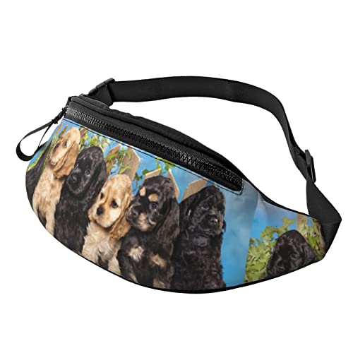 Hüfttasche Amerikanische Cocker Spaniel-Hunde Unisex Damen Brustbeutel Atmungsaktiv,Mit Reißverschluss Hüfttaschen Für Joggen Herren Laufen 14X35Cm von 874