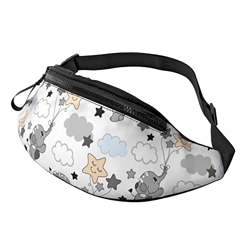 Hüfttasche Fliegende Elefantenwolken Unisex Damen Bauchtasche Große Kapazität,Mit Reißverschluss Damen Brustbeutel Für Hundetraining Fahrrad Damen 14X35Cm von 874