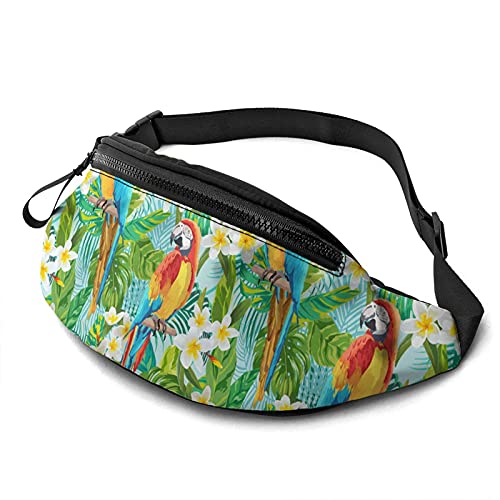 Hüfttasche Tropische Blumen Und Vögel Unisex Waist Fanny Pack Mode,Mit Reißverschluss Damen Brustbeutel Für Spazieren Fahrrad Fitness 14X35Cm von 874