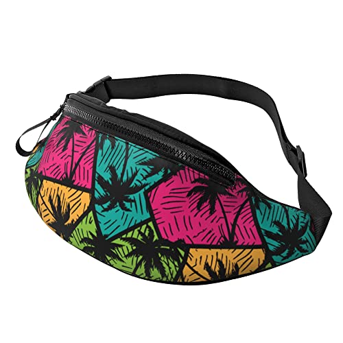 Lauftasche Abstrakte Geometrie-Palme Unisex Hüfttaschen Mode,Atmungsaktiv Damen Brustbeutel Für Reisen Wandern Herren 14X35Cm von 874