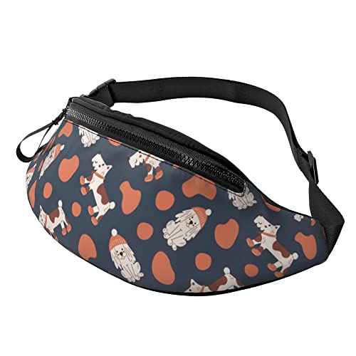 Lauftasche Lustige Süße Hunde Unisex Hüfttasche Große Kapazität,Mit Reißverschluss Waist Fanny Pack Für Herren Hundetraining Spazieren 14X35Cm von 874