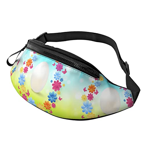 Schultertaschen Bunte Ostern-Blume Unisex Hüfttaschen Atmungsaktiv,Stylisch Damen Bauchtasche Für Wandern Reisen Spazieren 14X35Cm von 874