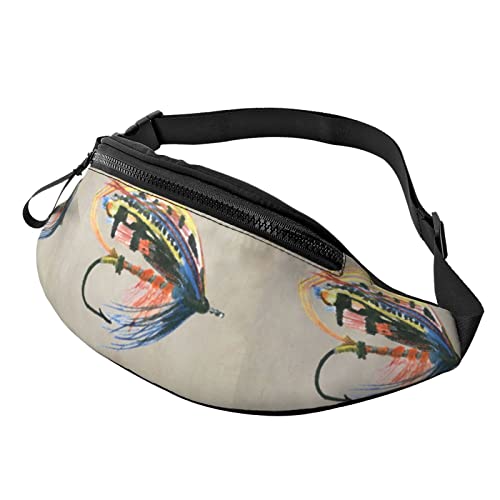 Sport Gürteltasche Fliegenfischköder Lachs Unisex Damen Brustbeutel Multifunktionale,Mit Reißverschluss Damen Bauchtasche Für Damen Sport Geschenke 14X35Cm von 874