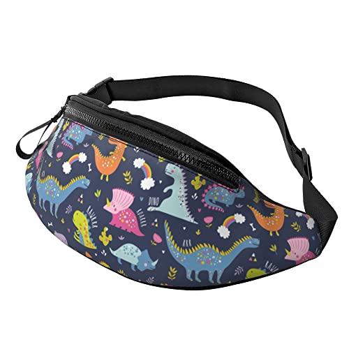 Sport Gürteltasche Lustige Bunte Dinosaurier Unisex Damen Bauchtasche Multifunktionale,Verstellbarer Damen Brustbeutel Für Herren Wandern Camping 14X35Cm von 874