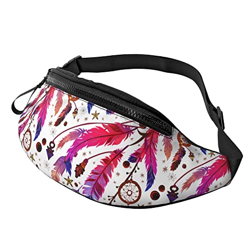 Sport Hüfttasche Feder Im Boho-Stil Unisex Gürteltasche Große Kapazität,Stylisch Damen Brustbeutel Für Sport Camping Spazieren 14X35Cm von 874