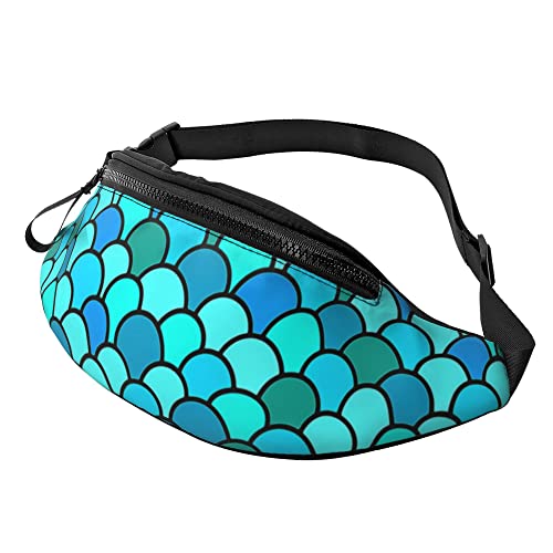 Sport Hüfttasche Grüne Fischschuppen Unisex Brusttasche Mode,Verstellbarer Damen Brustbeutel Für Reisen Camping Fitness 14X35Cm von 874