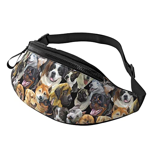 Sport Hüfttasche Realistische Hunde Unisex Umhängetaschen Atmungsaktiv,Verstellbarer Bauchtasche Für Aktivitäten Hundetraining Damen 14X35Cm von 874