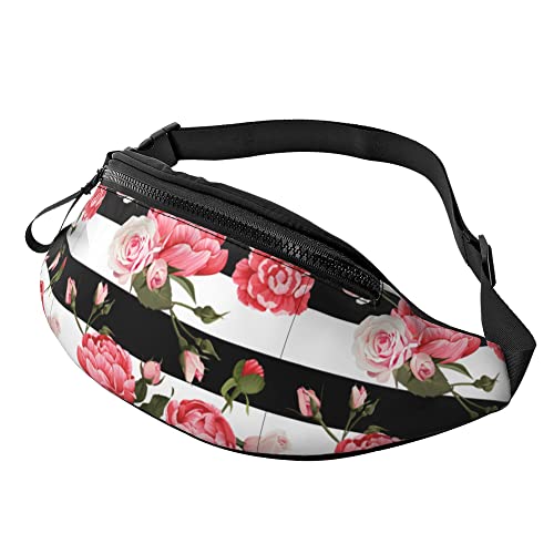 Sporttasche Pfingstrosen-Rosen Unisex Lauftasche Atmungsaktiv,Große Kapazität Taillentasche Für Aktivitäten Geschenke Damen 14X35Cm von 874