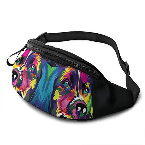 Taillentasche Hund Bunt WPAP Unisex Sporttasche Große Kapazität,Atmungsaktiv Sport Gürteltasche Für Wandern Herren Joggen 14X35Cm von 874