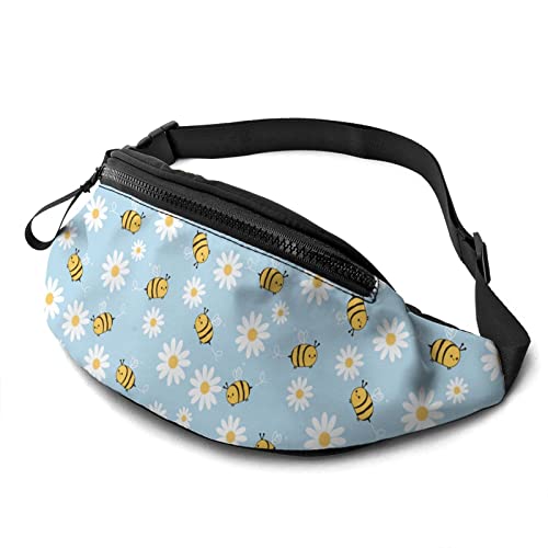 Umhängetaschen Bienen-Cartoons Und Gänseblümchen Unisex Gurttasche Atmungsaktiv,Multifunktionale Damen Brustbeutel Für Radfahren Damen Fitness 14X35Cm von 874