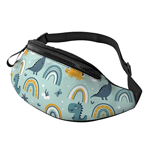 Umhängetaschen Dinosaurier-Regenbogen Unisex Hüfttasche Multifunktionale,Große Kapazität Damen Bauchtasche Für Camping Reisen Outdoor 14X35Cm von 874