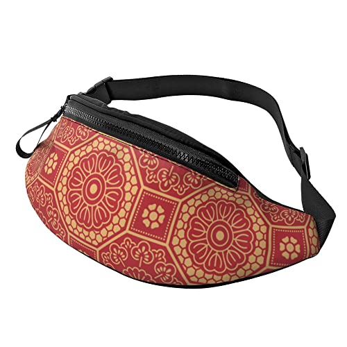 Waist Fanny Pack Chinesische Klassische Blume Unisex Damen Bauchtasche Multifunktionale,Stylisch Hüfttaschen Für Herren Outdoor Reisen 14X35Cm von 874