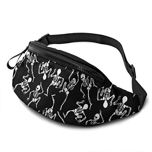 Waist Fanny Pack Halloween Tanzende Skelette Unisex Sporttasche Mode,Mit Reißverschluss Sport Hüfttasche Für Hundetraining Geschenke Herren 14X35Cm von 874