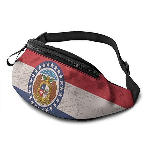 Waist Fanny Pack Missouri-Grunge-Stil-Flagge Unisex Damen Brustbeutel Atmungsaktiv,Stylisch Schultertaschen Für Aktivitäten Reisen Damen 14X35Cm von 874