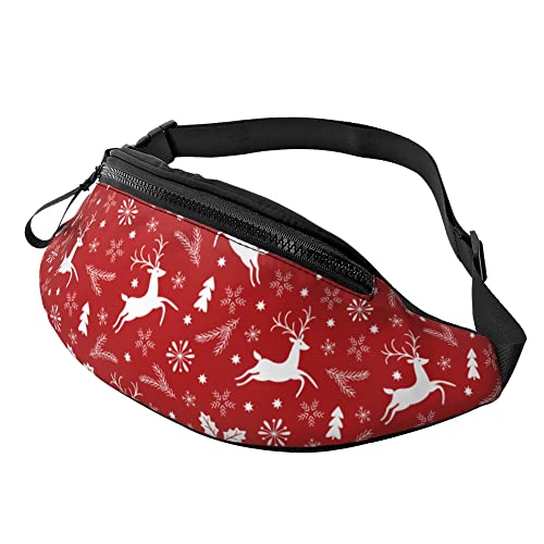 Waist Fanny Pack Weihnachtliches Weißes Rentier Unisex Sport Hüfttasche Atmungsaktiv,Mode Hüfttasche Für Damen Sport Camping 14X35Cm von 874