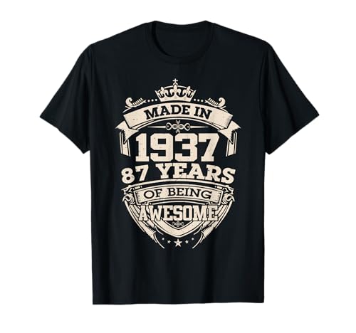 Im Vintage-Stil, 1937, seit 87 Jahren EIN toller Geburtstag für Männer T-Shirt von 87th Birthday Gifts For Men