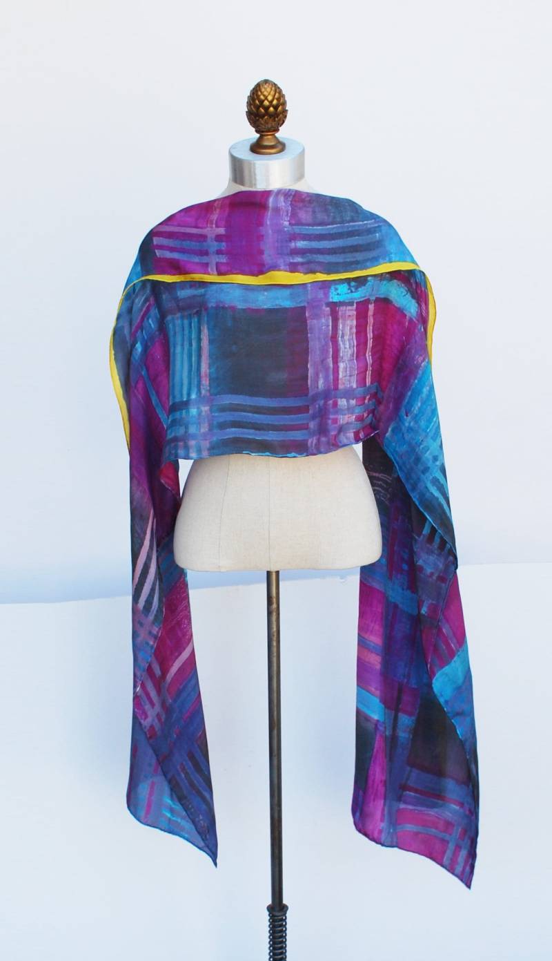 Hellen Fett Frühling Seide Schleier, Übergroße Hand Gedruckte Schal, 88Editions Schals von 88editions