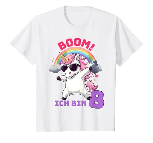 Kinder Boom Ich bin 8 Einhorn Geburtstag Kinder Motto T-Shirt von 8ter Geburtstag Einhorn Geschenkideen