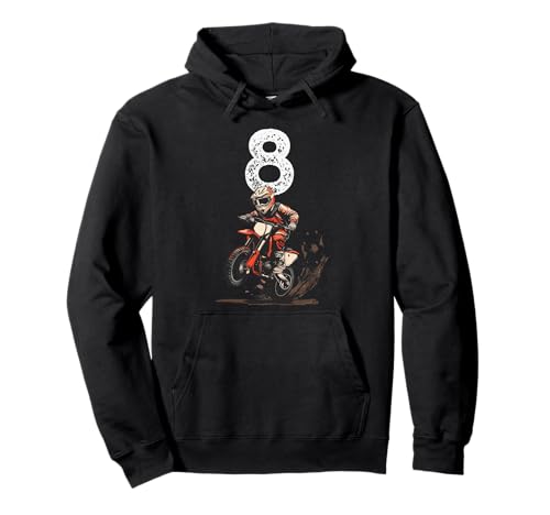 8 Jahre alt, Kinder Dirt Bike Pullover Hoodie von 8th Birthday, Motocross and Dirt Bike for Kids