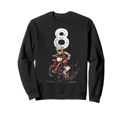 8 Jahre alt, Kinder Dirt Bike Sweatshirt von 8th Birthday, Motocross and Dirt Bike for Kids