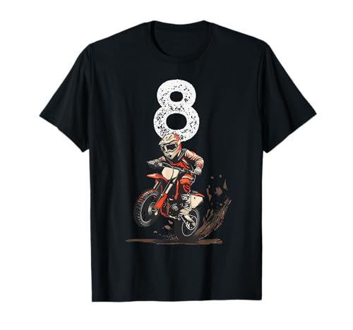 8 Jahre alt, Kinder Dirt Bike T-Shirt von 8th Birthday, Motocross and Dirt Bike for Kids