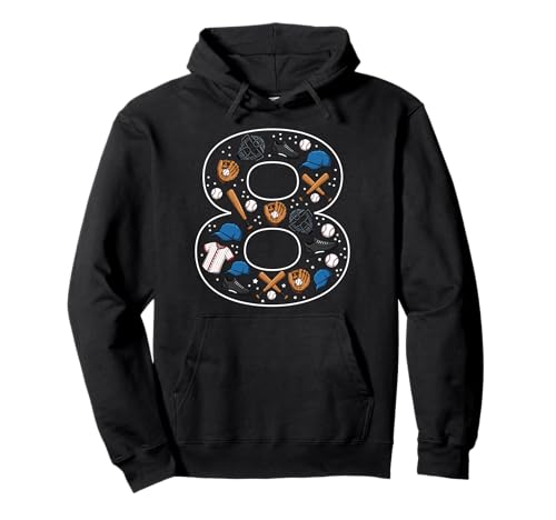 8. Geburtstag 8 Jahre alt Baseball Jungen Mädchen Baseball Pullover Hoodie von 8th Birthday 8 Year Old Baseball Boys Girls