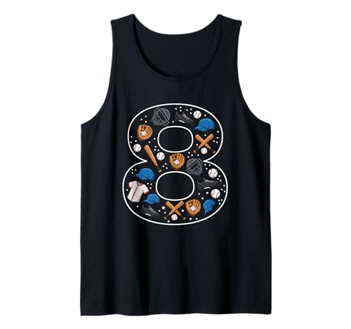 8. Geburtstag 8 Jahre alt Baseball Jungen Mädchen Baseball Tank Top von 8th Birthday 8 Year Old Baseball Boys Girls