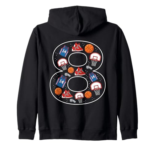 Basketball zum 8. Geburtstag, 8 Jahre, Jungen, Mädchen, Basketball Kapuzenjacke von 8th Birthday 8 Year Old Basketball Boys Girls