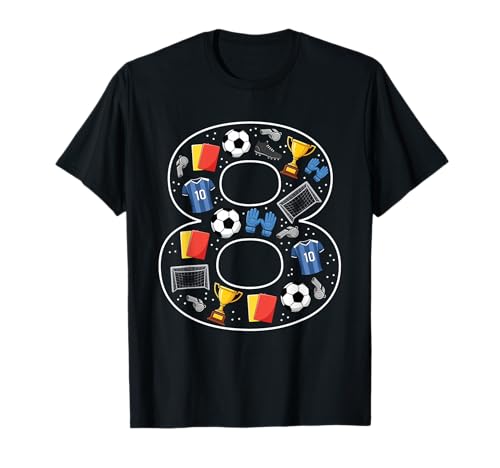 Fußball zum 8. Geburtstag, 8 Jahre, für Jungen und Mädchen T-Shirt von 8th Birthday 8 Year Old Football Boys Girls