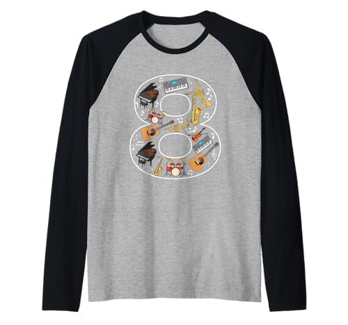 Musikband für Jungen und Mädchen, 8. Geburtstag Raglan von 8th Birthday 8 Year Old Music Boys Girls