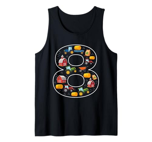 8. Geburtstag 8 Jahre Alter Traktor Jungen Mädchen Bauernhof Tank Top von 8th Birthday 8 Year Old Tractor Boys Girls