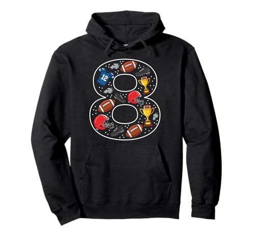 8. Geburtstag American Football 8 Jahre alte Mädchen Jungen Pullover Hoodie von 8th Birthday American Football 8 Year Old