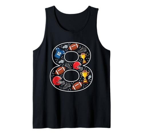 8. Geburtstag American Football 8 Jahre alte Mädchen Jungen Tank Top von 8th Birthday American Football 8 Year Old