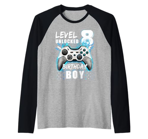 Level 8 Unlocked Birthday Boy 8th Unlocked Videospiel Raglan Level 8 Unlocked Birthday Boy 8th Unlocked Videospiel Raglan von 8th Birthday Boy 8 Year old Level 8 Unlocked