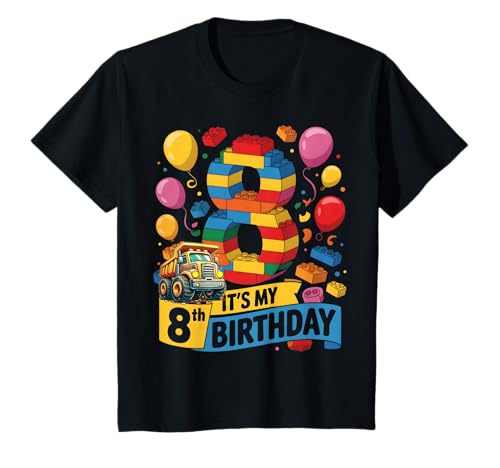 Kinder 8. Geburtstag Blocks Construction Truck Building 8 Year Old T-Shirt Kinder 8. Geburtstag Blocks Construction Truck Building 8 Year Old T-Shirt von 8th Birthday Construction Theme Party