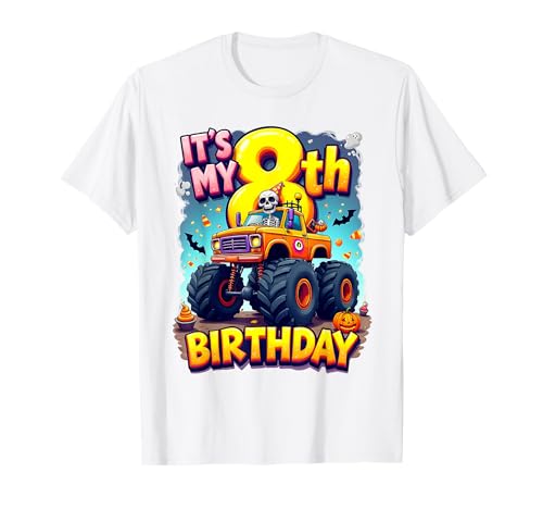 It's My 8th Birthday Boy Skeleton Monster Truck Halloween T-Shirt von 8th Birthday Monster Truck Costume