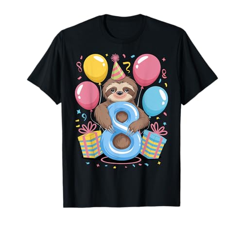 Faultier 8. geburtstag junge mädchen 8 jahre acht faultier T-Shirt von 8th Girls, Boys Sloth 8 Birthday