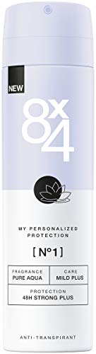 8X4 Deo Spray N°1 Pure Aqua Damen Deodorant, mit frisch-floralem Duft, 48h zuverlässiger Anti-Transpirant-Schutz für sensible Haut, 1er Pack (1 x 150 ml) von 8x4