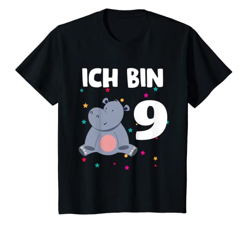 Kinder 9 Geburtstag Süßes Nilpferd - 9 Jahre Junge und Mädchen T-Shirt von 9 Geburtstag T-Shirt 9 Jahre Junge Mädchen