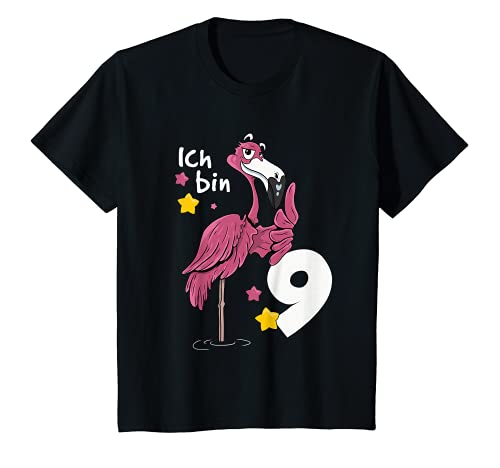 Kinder 9. Geburtstag Mädchen Ich bin schon 9 Jahre alt Flamingo T-Shirt Kinder 9. Geburtstag Mädchen Ich bin schon 9 Jahre alt Flamingo T-Shirt von 9 Jahre Mädchen Design