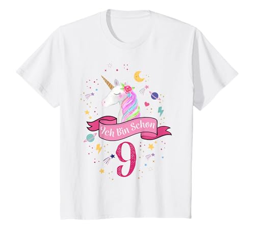 Kinder Geburtstagsshirt 9 Jahre Mädchen Einhorn Geburtstag T-Shirt von 9 Jahre Mädchen Geburtstag Geschenk Einhorn