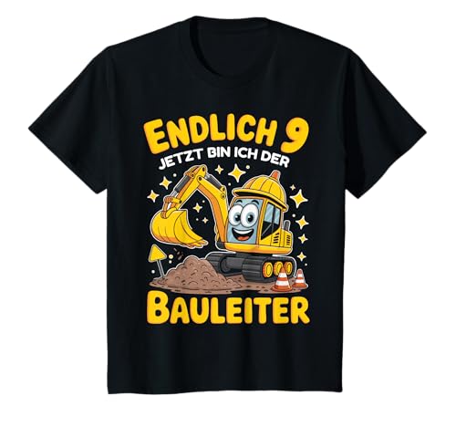 Kinder 9. Geburtstag Junge Geschenk Bagger Bauarbeiter 9 Jahr Deko T-Shirt Kinder 9. Geburtstag Junge Geschenk Bagger Bauarbeiter 9 Jahr Deko T-Shirt von 9. Geburtstag Geschenk Junge Geschenkidee