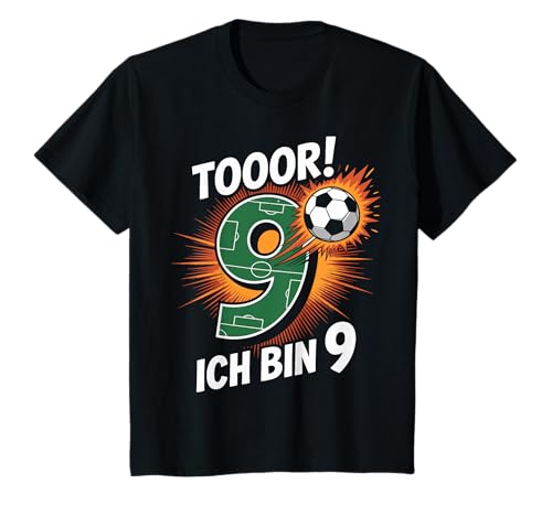 Kinder Toor Ich Bin 9 9.Geburtstag Fußball Junge 9 Jahre Cooles T-Shirt von 9. Geburtstag Junge Fußball Geschenkidee Tshirts