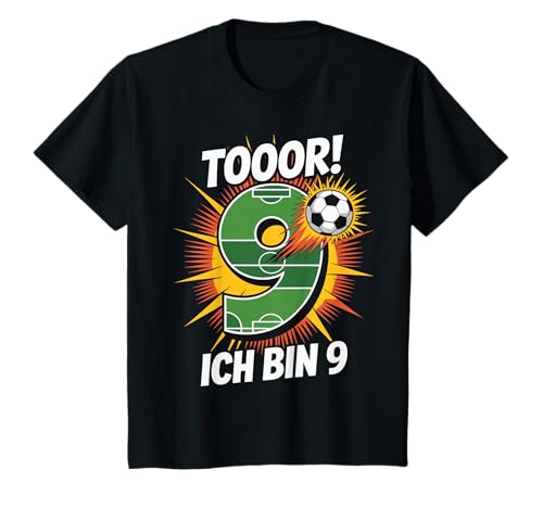 Kinder Toor Ich Bin 9 9.Geburtstag Fußball Junge 9 Jahre Cooles T-Shirt von 9. Geburtstag Junge Fußball Geschenkidee Tshirts