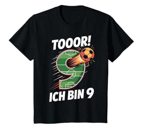 Kinder Toor Ich Bin 9 9.Geburtstag Fußball Junge 9 Jahre Cooles T-Shirt von 9. Geburtstag Junge Fußball Geschenkidee Tshirts